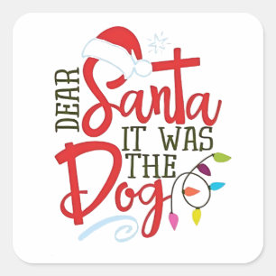 Sticker Carré Cher Père Noël C'était Le Chien Drôle 