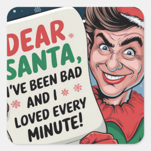 Sticker Carré Cher Père Noël, j'ai été mauvaise conception elfe