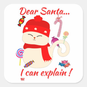 Sticker Carré CHER PÈRE NOËL... JE PEUX EXPLIQUER ! drôle cha