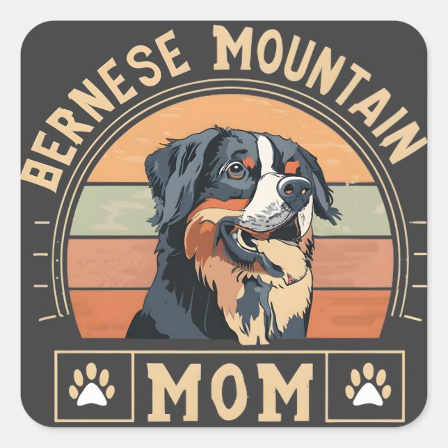 Sticker Carré Chercher ton amour : Bernese Mountain Dog Maman (Devant)