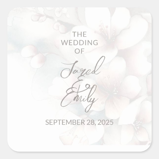 Sticker Carré Cherry Blossom Mariage (Devant)