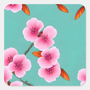 Sticker Carré Cherry Blossom Motif japonais