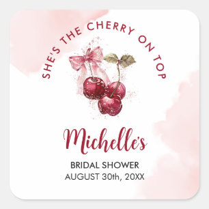 Sticker Carré Cherry on Top Bow Cocktail Fête des mariées d'été