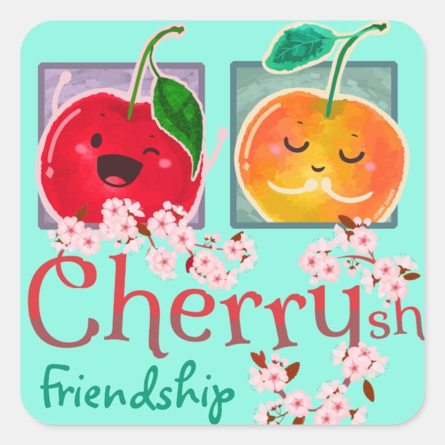 Sticker Carré Cherrysh Friendship | Jeu de devis motivationnel (Devant)