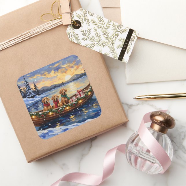 Sticker Carré Chesapeake Bay Retriever Christmas Boat Holiday (Cadeaux)