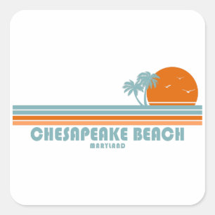 Sticker Carré Chesapeake Beach Maryland Sun Palm Trees