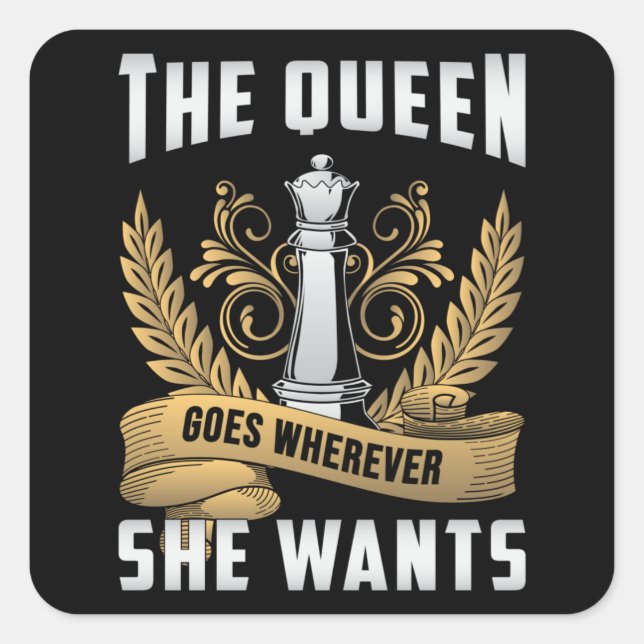 Sticker Carré Chess Chess Board Queen Checkmate Board Jeu cadeau (Devant)