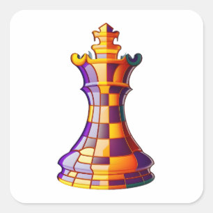 Sticker Carré Chess Color King, Colorée Chess King Piece