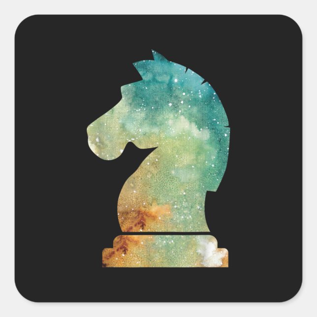 Sticker Carré Chess Player Horse Knight Chess (Devant)