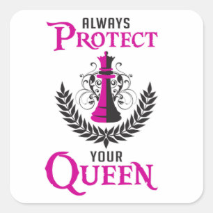 Sticker Carré Chess Queen Chess Board Checkmate Board Drôle cade