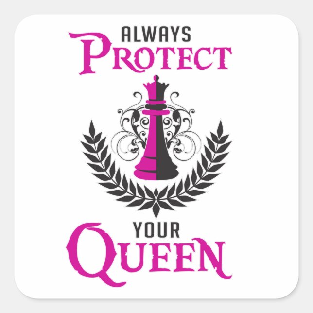 Sticker Carré Chess Queen Chess Board Checkmate Board Drôle cade (Devant)