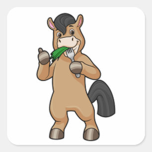 Sticker Carré Cheval à Mating Vegan