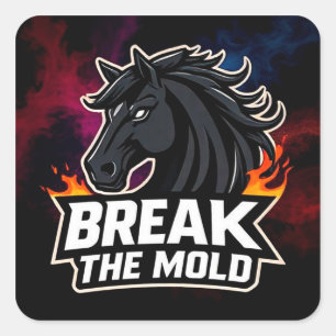 Sticker Carré Cheval avec Texte Motivationnel Esprit Fort Cadeau