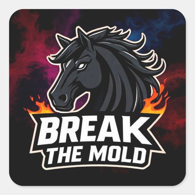 Sticker Carré Cheval avec Texte Motivationnel Esprit Fort Cadeau (Devant)