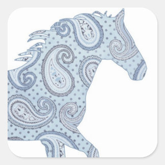 Sticker Carré Cheval Blue Paisley