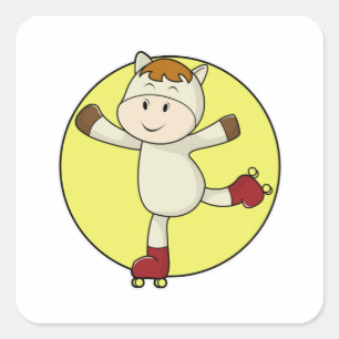 Sticker Carré Cheval comme Patinage en ligne & Patins en ligne