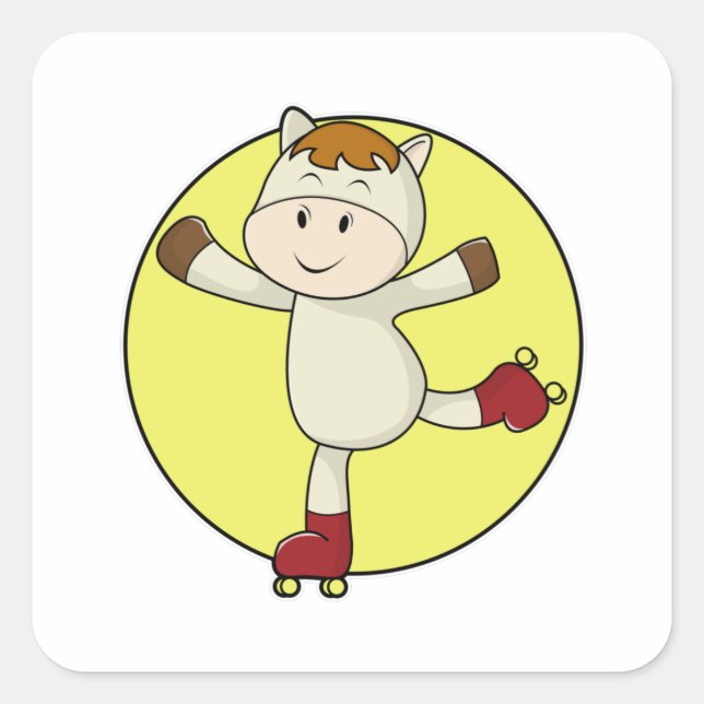 Sticker Carré Cheval comme Patinage en ligne & Patins en ligne (Devant)