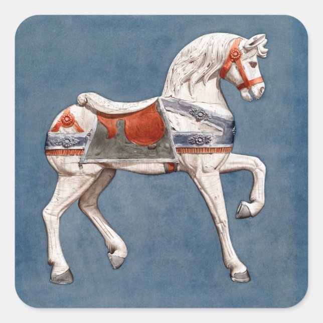 Sticker Carré Cheval de carrousel par Henry Murphy (Devant)