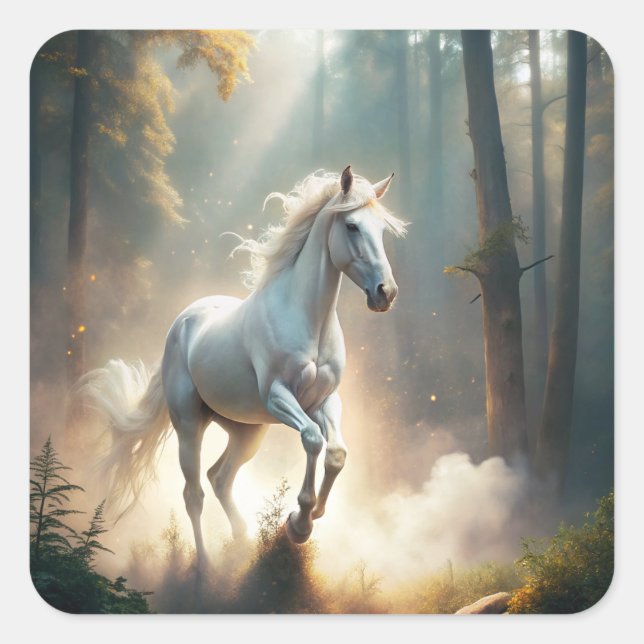 Sticker Carré Cheval de course (Devant)