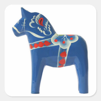 Sticker Carré Cheval de Dala suédois bleu