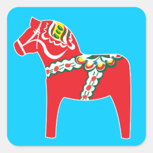 Sticker Carré Cheval de Dalahäst   Dala