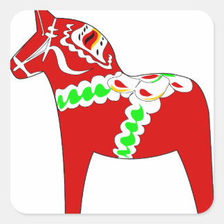 Sticker Carré Cheval de Dalarna Rouge