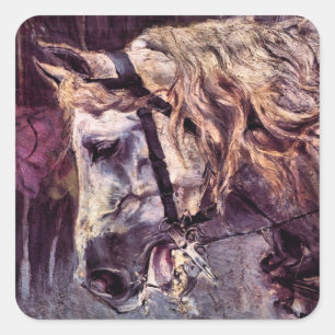 Sticker Carré Cheval de Giovanni Boldini, Art Vintage