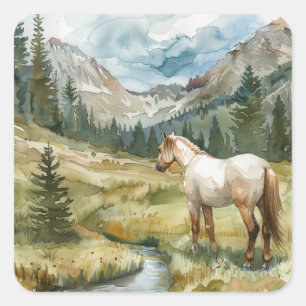Sticker Carré Cheval de montagne