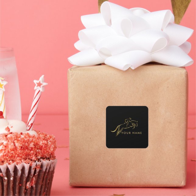 Sticker Carré Cheval de saut | Équitation | Entraîneur de chevau (Fête)