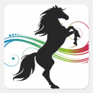 Sticker Carré Cheval d'élevage coloré