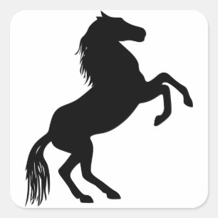 Sticker Carré Cheval élevant Silhouette