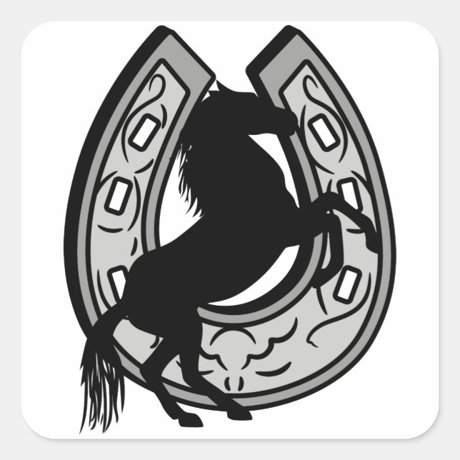 Sticker Carré Cheval et fer à cheval (Devant)