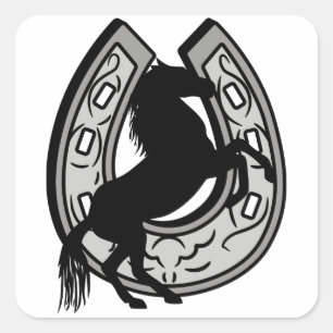 Sticker Carré Cheval et fer à cheval