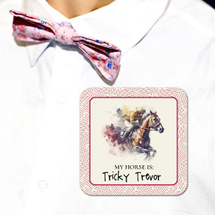 Sticker Carré Cheval et Jockey