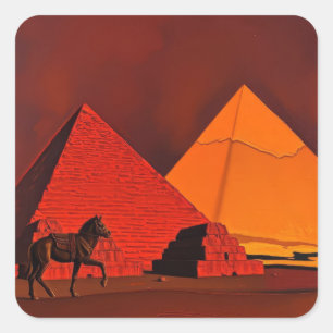 Sticker Carré Cheval et Pyramide