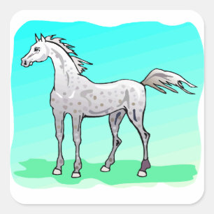 Sticker Carré Cheval gris tacheté Thème Equine