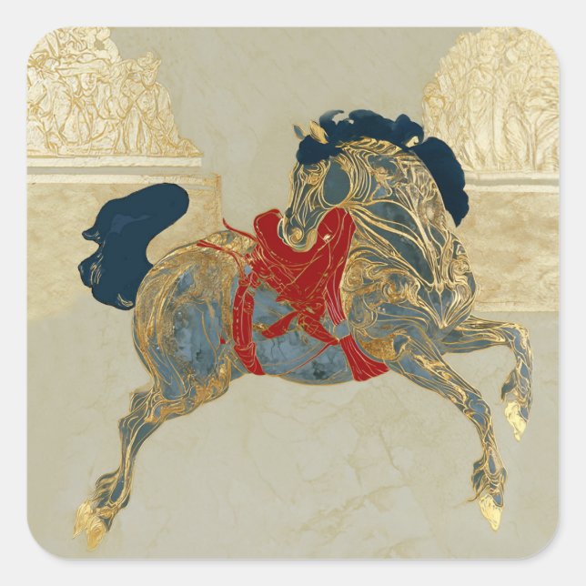 Sticker Carré Cheval Impérial Doré (Devant)