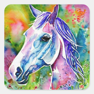 Sticker Carré Cheval mignon