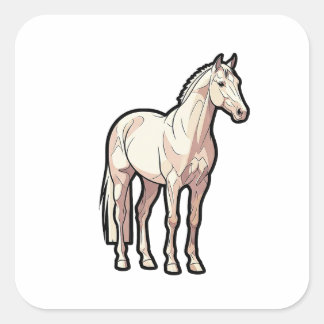 Sticker Carré Cheval Premium Calme – Illustration Animale Minima