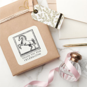 Sticker Carré Cheval vintage Equestre Merci adulte