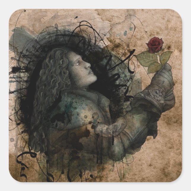 Sticker Carré Chevalier du Rose (Devant)