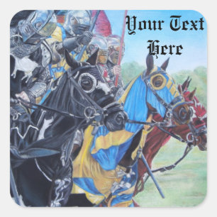 Sticker Carré chevaliers médiévaux historiques jouant sur les ch