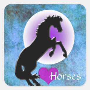 Sticker Carré Chevaux de coeur V (bleu/vert)