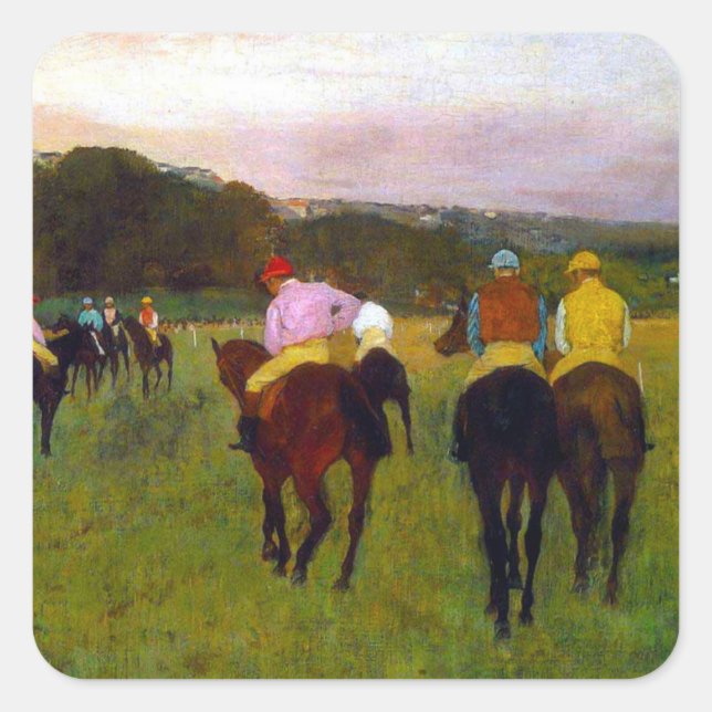 Sticker Carré Chevaux de course Edgar Degas à Longchamp (Devant)