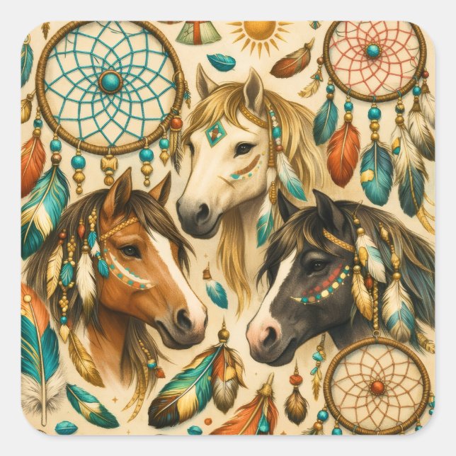 Sticker Carré Chevaux de rêve (Devant)