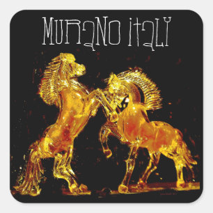 Sticker Carré Chevaux en verre de Murano Italie