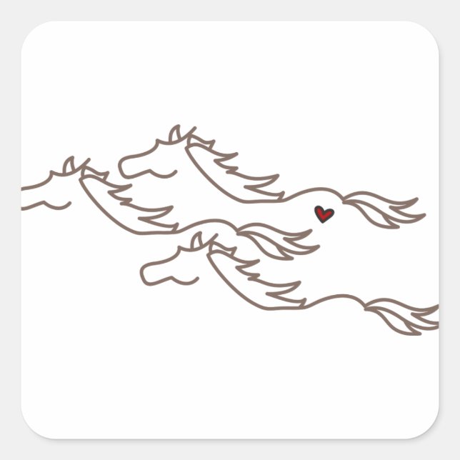 Sticker Carré Chevaux sauvages (Devant)