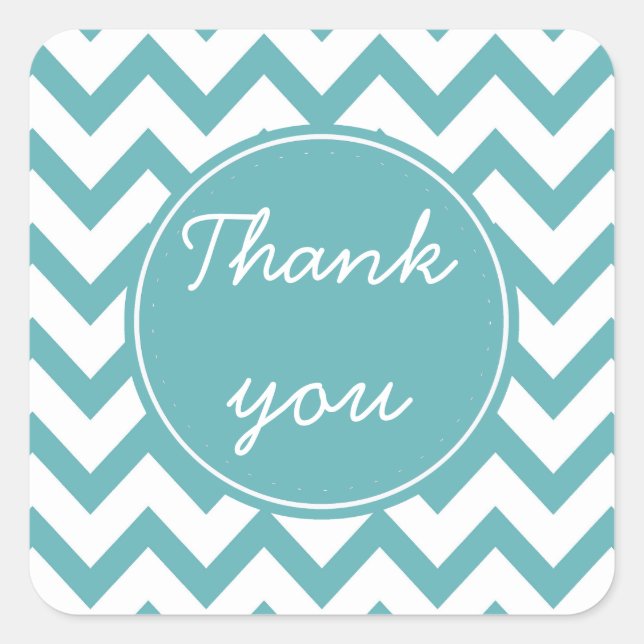 Sticker Carré Chevron blanc à la menthe Aqua (Devant)