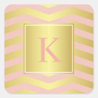 Chevrons rose et or glamour avec Monogramme