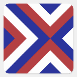 Sticker Carré Chevrons rouges, blancs, et bleus